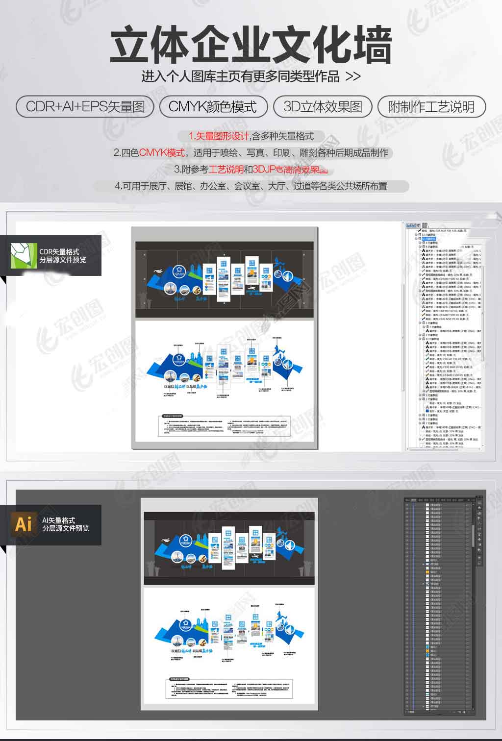 企业文化墙办公室公司简介蓝色宣传栏设计图